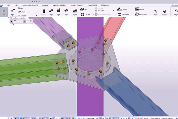 Bouten modelleren in Tekla Structures 2024